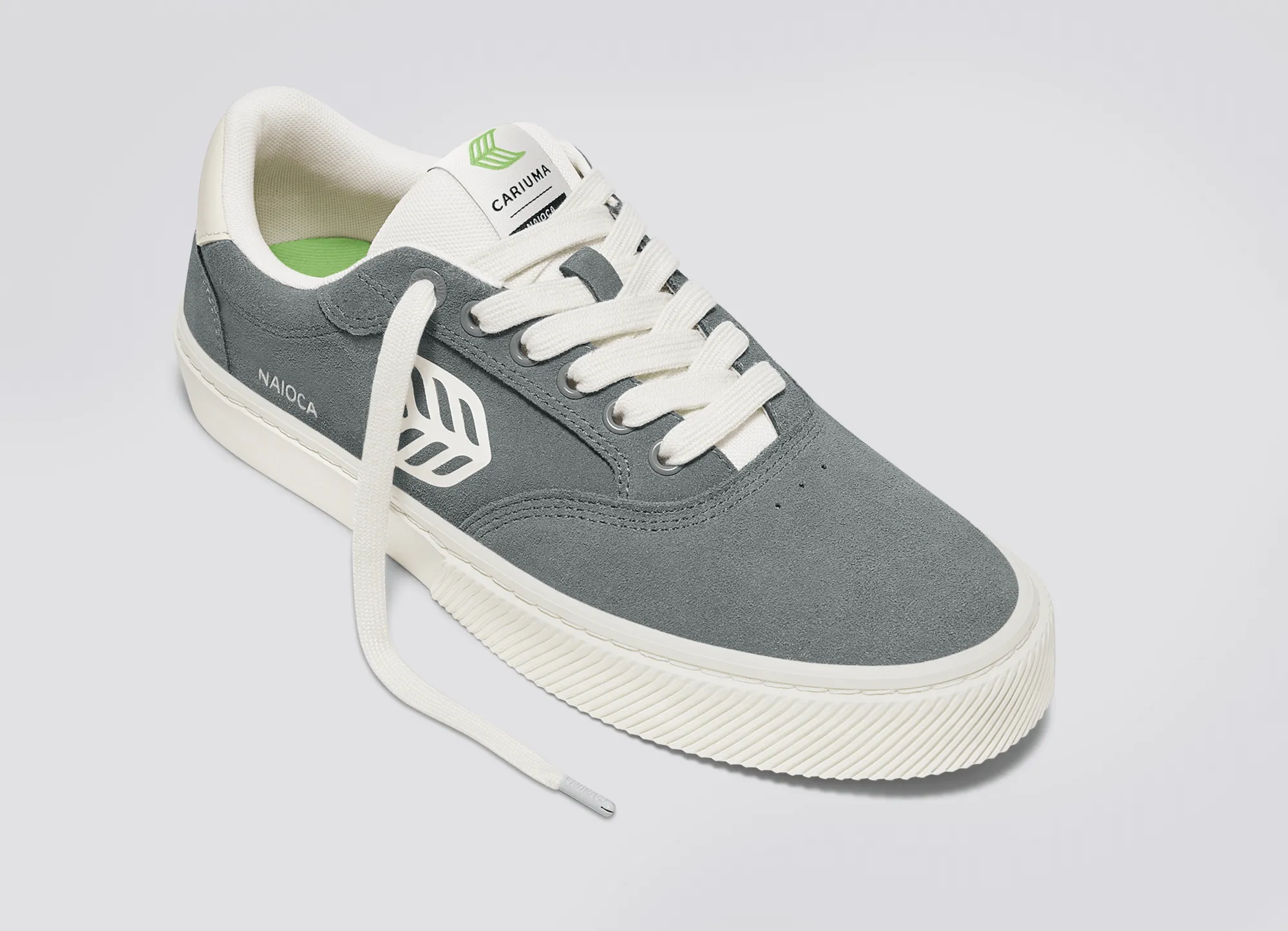 NAIOCA Charcoal Grey Suede Ivory Logo Sneaker Women sold by Cariuma product image thumbnail 4