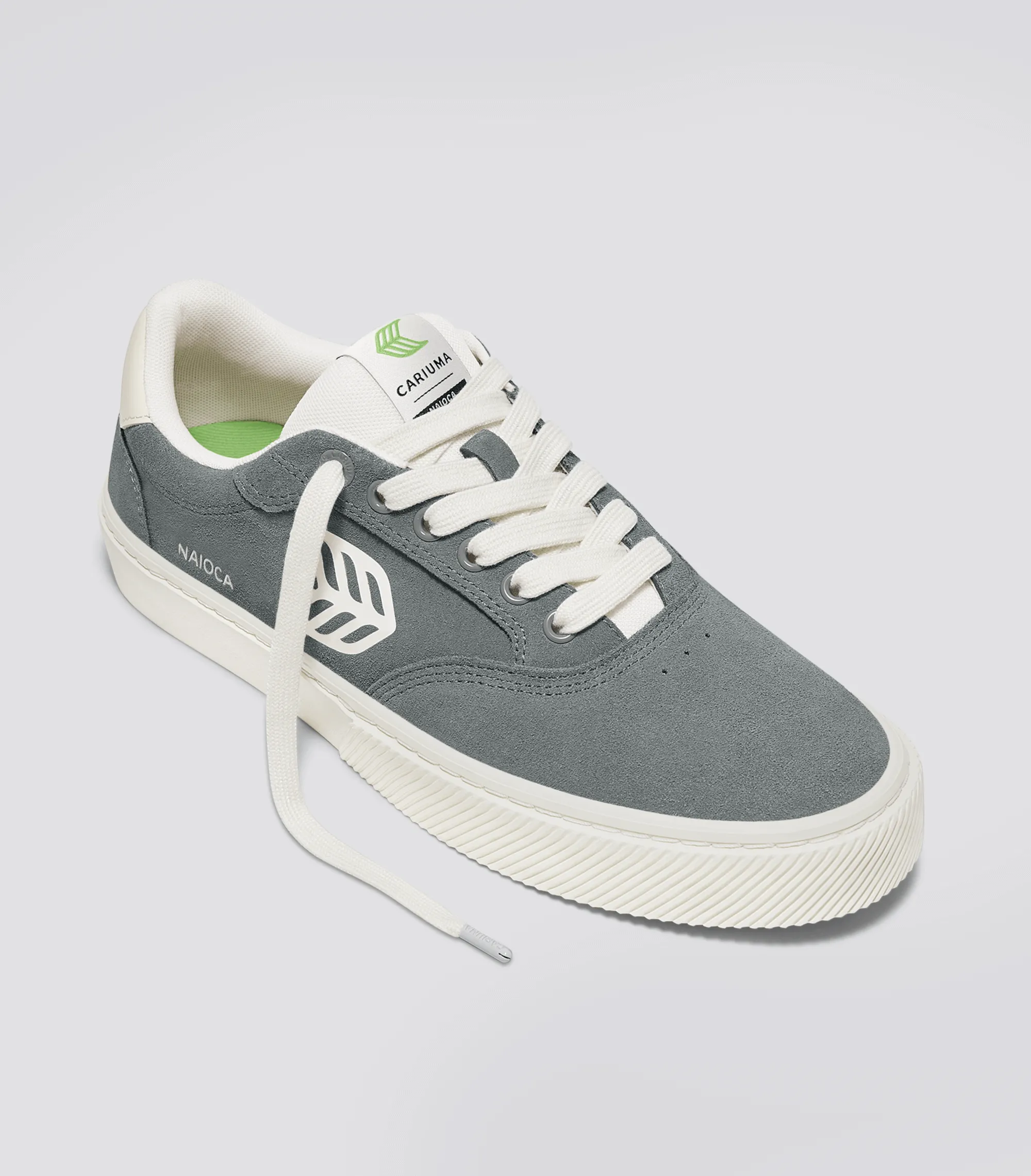 NAIOCA Charcoal Grey Suede Ivory Logo Sneaker Women sold by Cariuma product image thumbnail 2