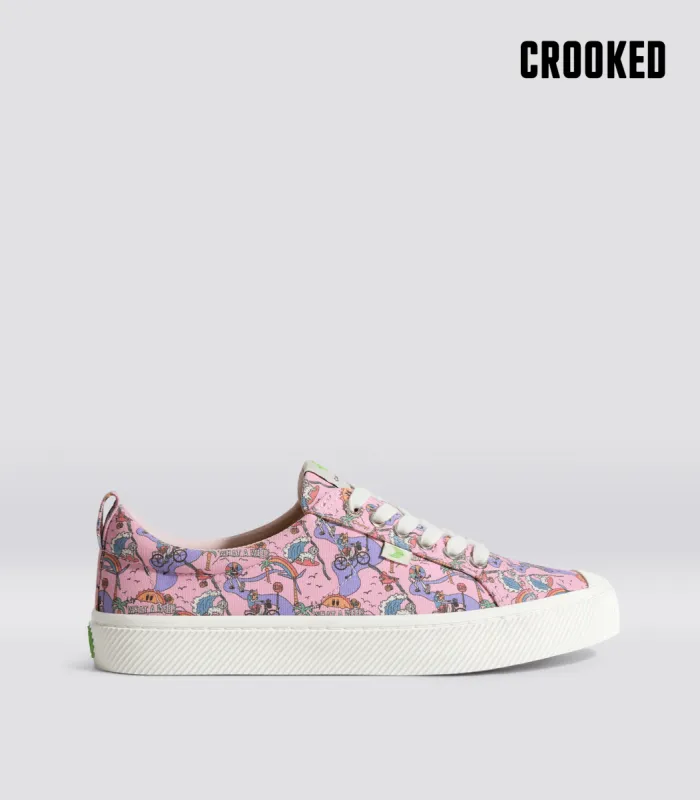 Crooked OCA Low Rose Graphic Print Canvas Sneaker Men sold by Cariuma