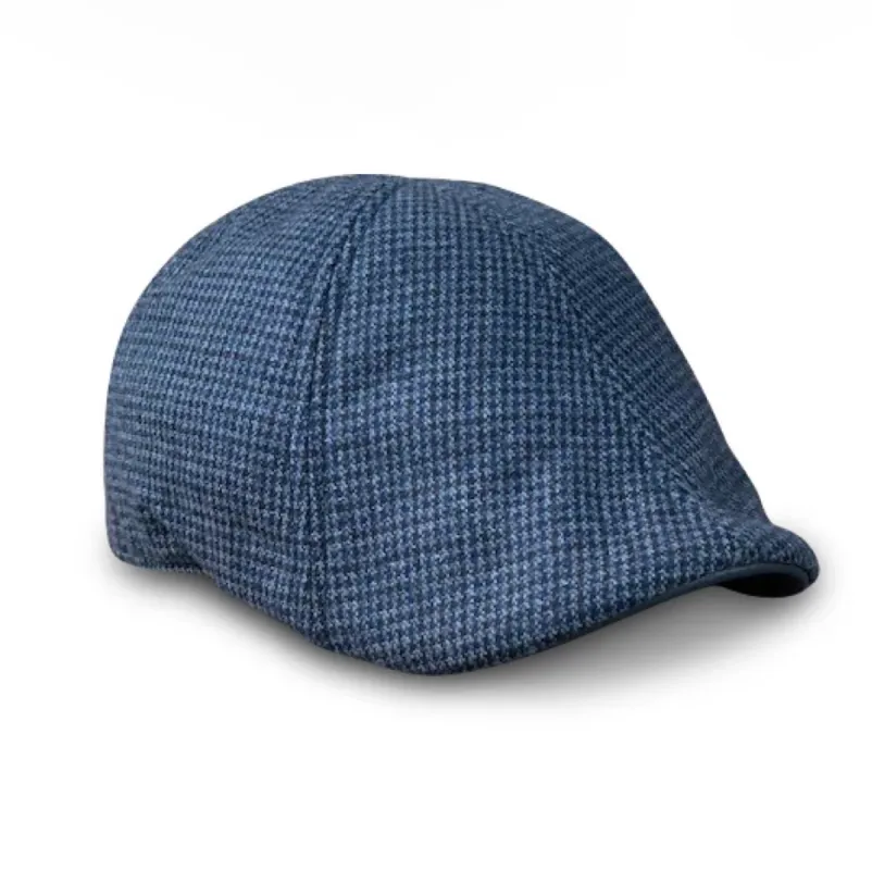 The Homage Boston Scally Cap - Black & Navy Houndstooth sold by Boston Scally