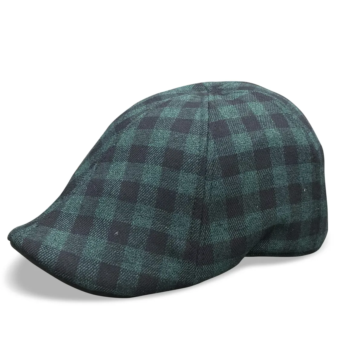 The Brogue Boston Scally Cap - Forest Green & Black Plaid sold by Boston Scally