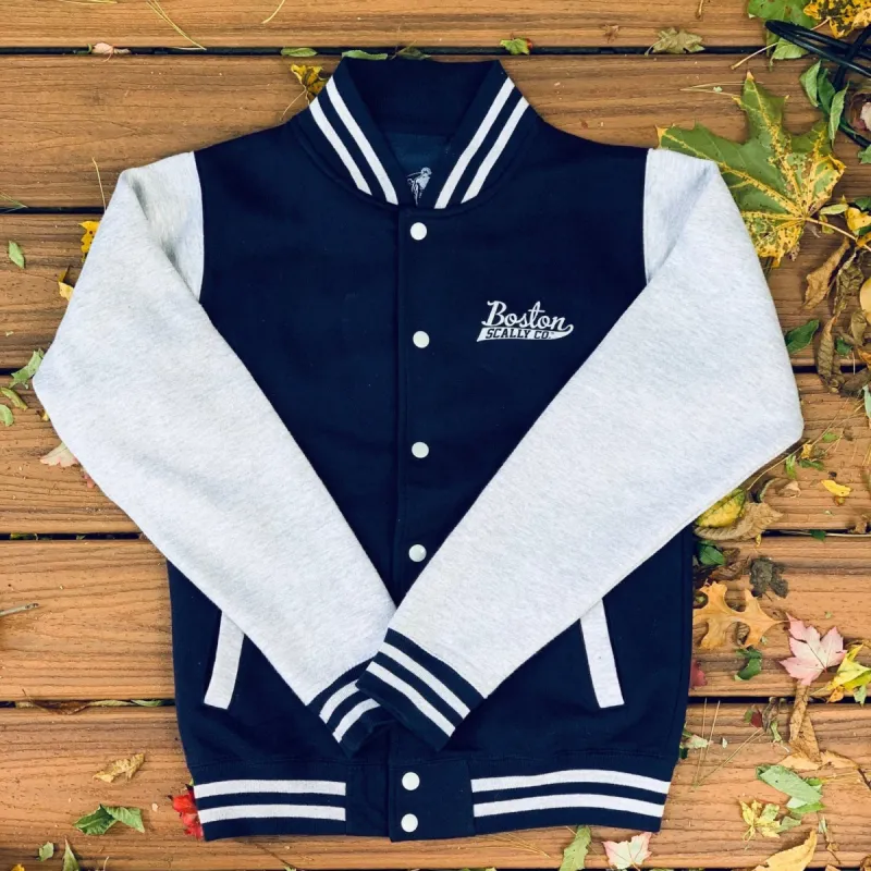 Boston Scally The Varsity Jacket - Navy/Heather Grey sold by Boston Scally