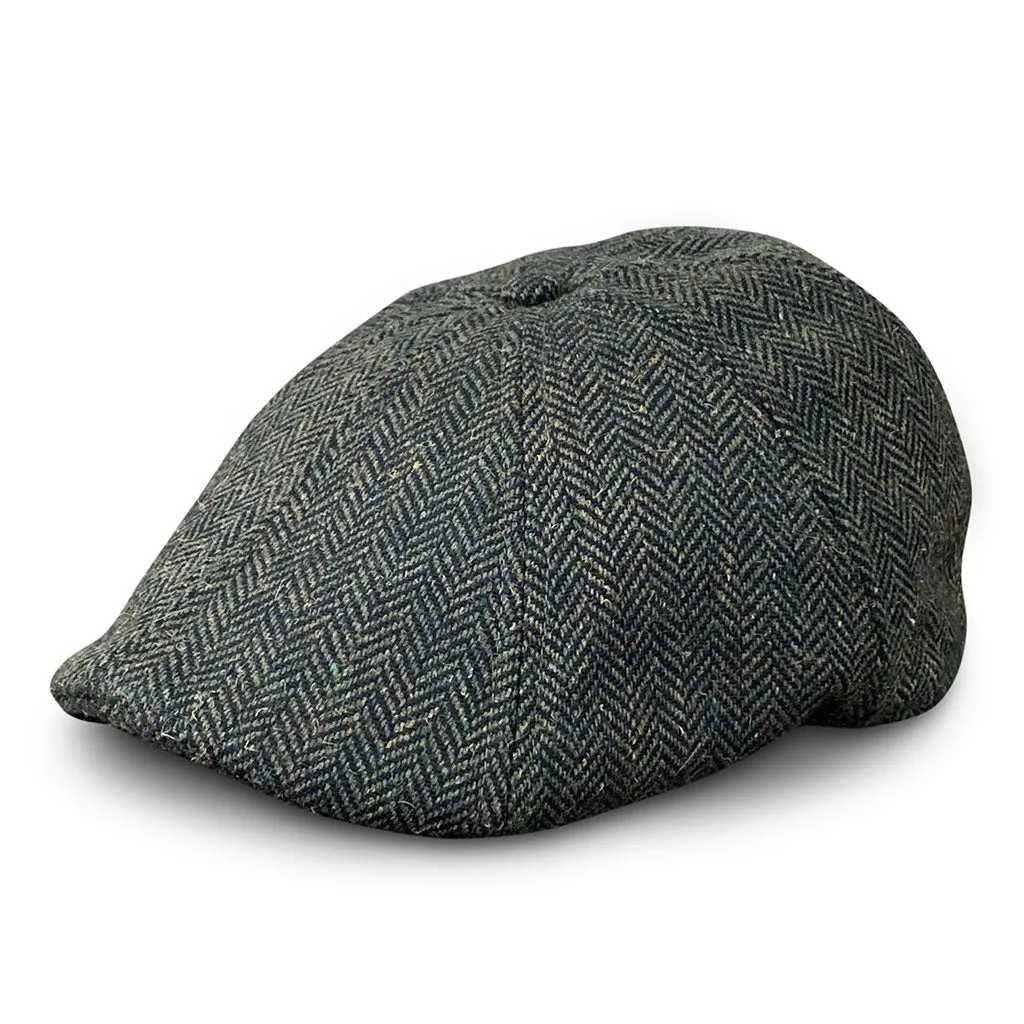 The Peaky Boston Scally Cap - Dark Olive Green Herringbone sold by Boston Scally product image thumbnail 2