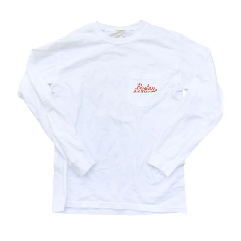 Boston Scally The Regina Pizzeria Long Sleeve Pocket-Tee - White sold by Boston Scally