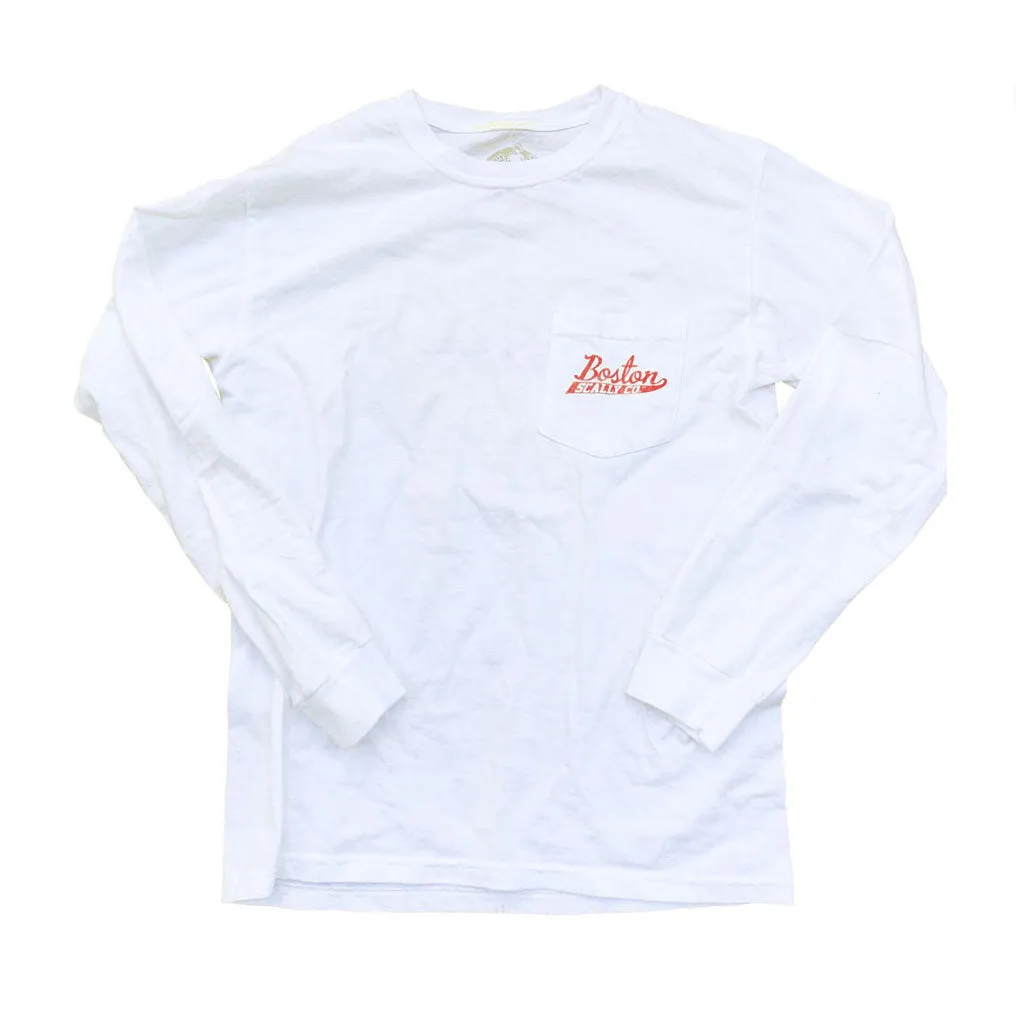 Boston Scally The Regina Pizzeria Long Sleeve Pocket-Tee - White sold by Boston Scally