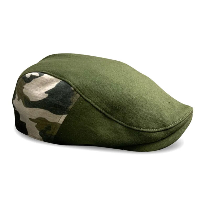 The Responder Single Panel Boston Scally Cap - Military Green & Camo made by Boston Scally