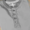 Boston Scally The Long Sleeve Henley - Heather Grey sold by Boston Scally