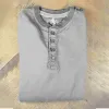 Boston Scally The Long Sleeve Henley - Heather Grey sold by Boston Scally
