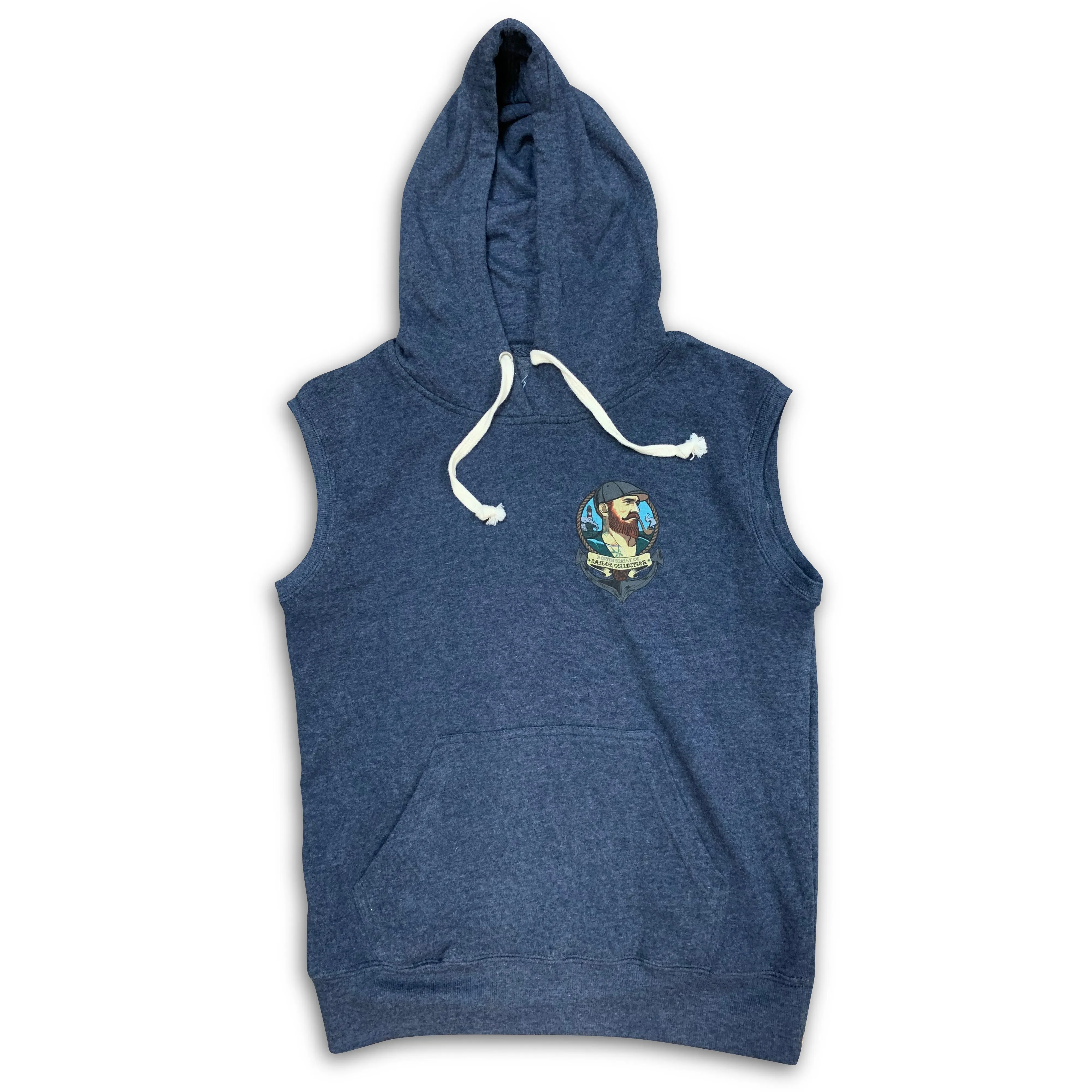 Boston Scally The Sailor Sleeveless Hoodie - Navy Blue sold by Boston Scally