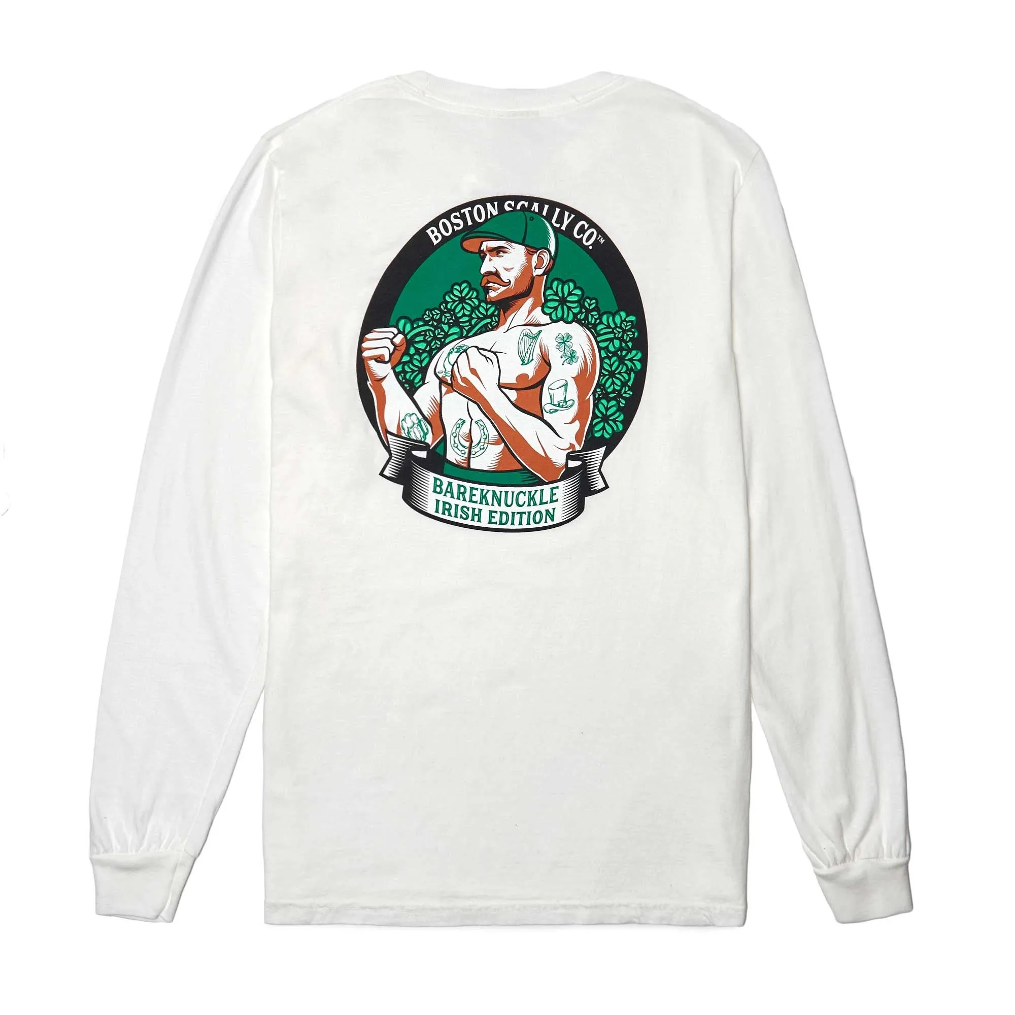 Boston Scally The Bareknuckle - Irish Edition Long Sleeve Tee T-Shirt - White sold by Boston Scally product image thumbnail 2