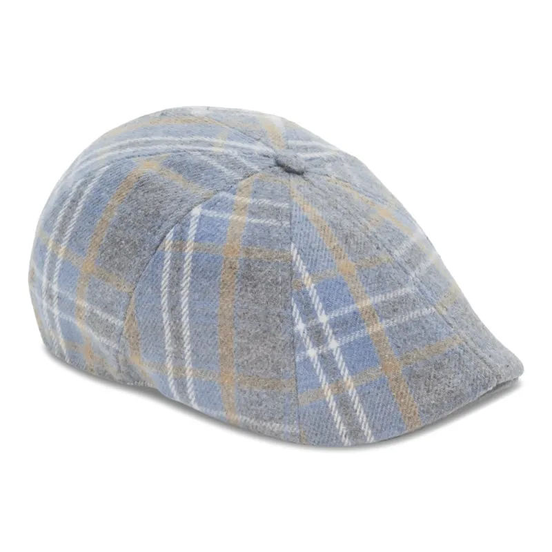 The Spring Rose Boston Scally Cap - Grey & Blue Plaid sold by Boston Scally