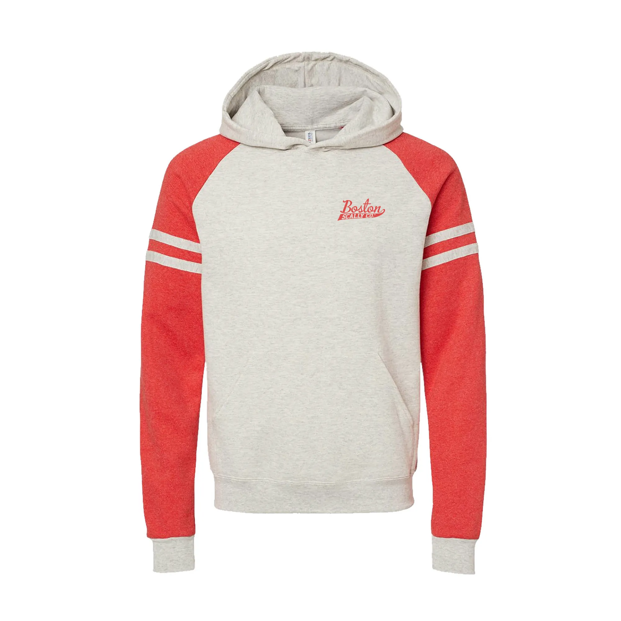 Boston Scally The Raglan Colorblock Hoodie - Oatmeal Red sold by Boston Scally