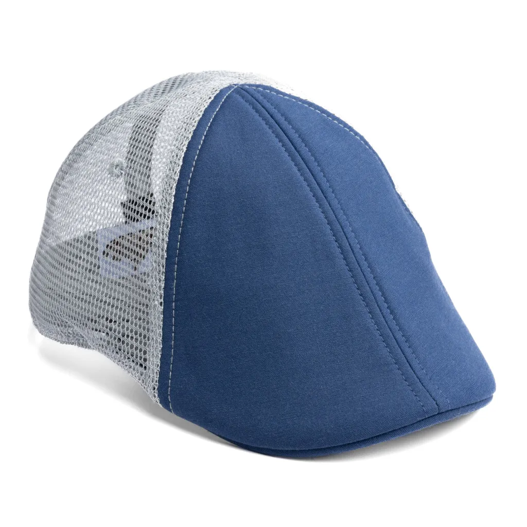 The Mesh Trucker Boston Scally Cap - Navy with Grey sold by Boston Scally