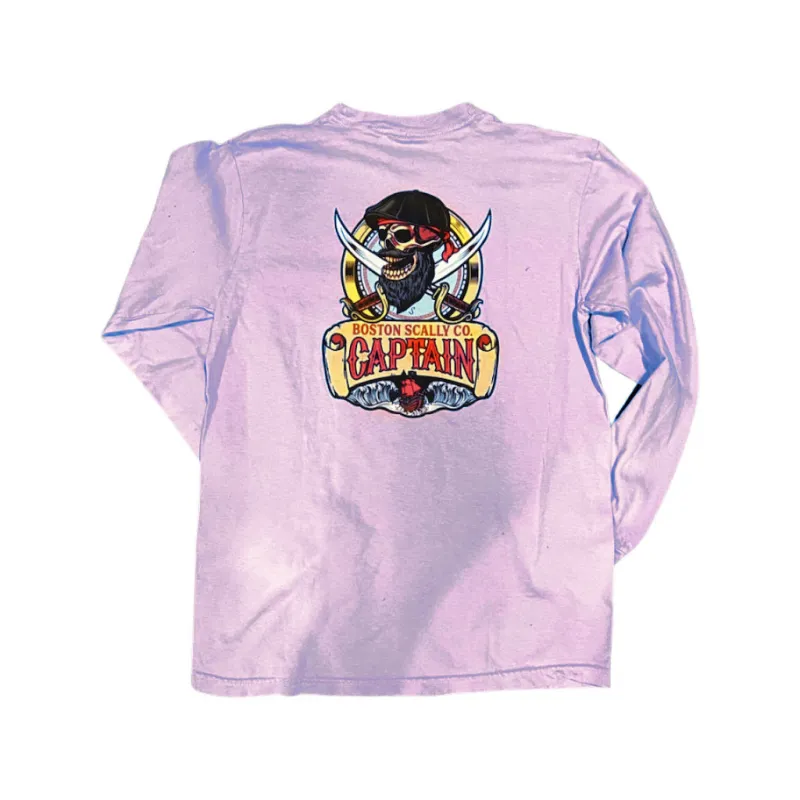 Boston Scally The Captain Long Sleeve Pocket Tee T-Shirt - Orchid sold by Boston Scally