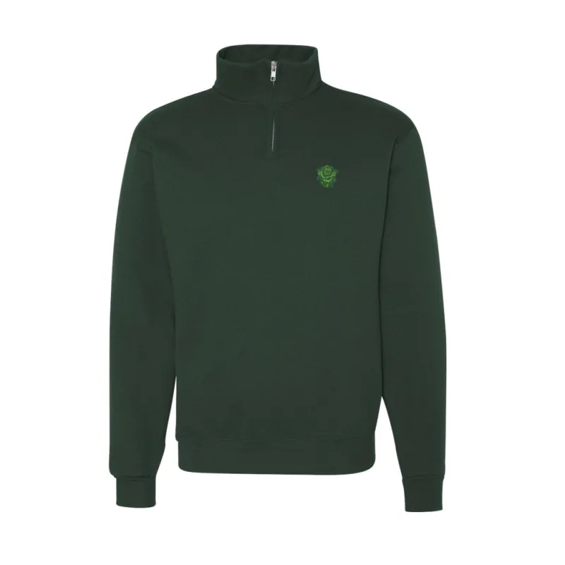 Boston Scally The Irish Rose 1/4 Zip-Up Pullover - Forest Green sold by Boston Scally