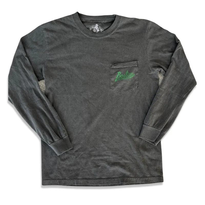 Boston Scally The Irish Rose Long Sleeve Pocket Tee T-Shirt - Vintage Black sold by Boston Scally