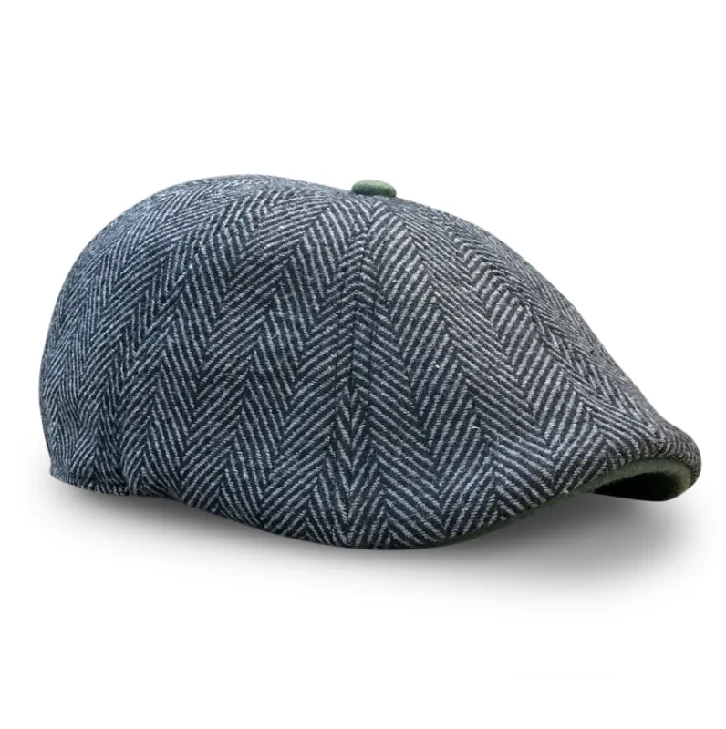 The Shamrock Peaky Boston Scally Cap - Grey Herringbone sold by Boston Scally