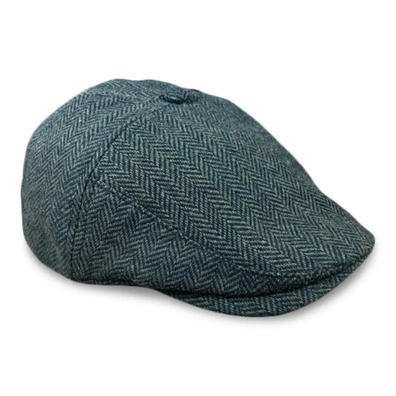 The Original 5-Panel Boston Scally Cap - Dark Olive Green Herringbone sold by Boston Scally
