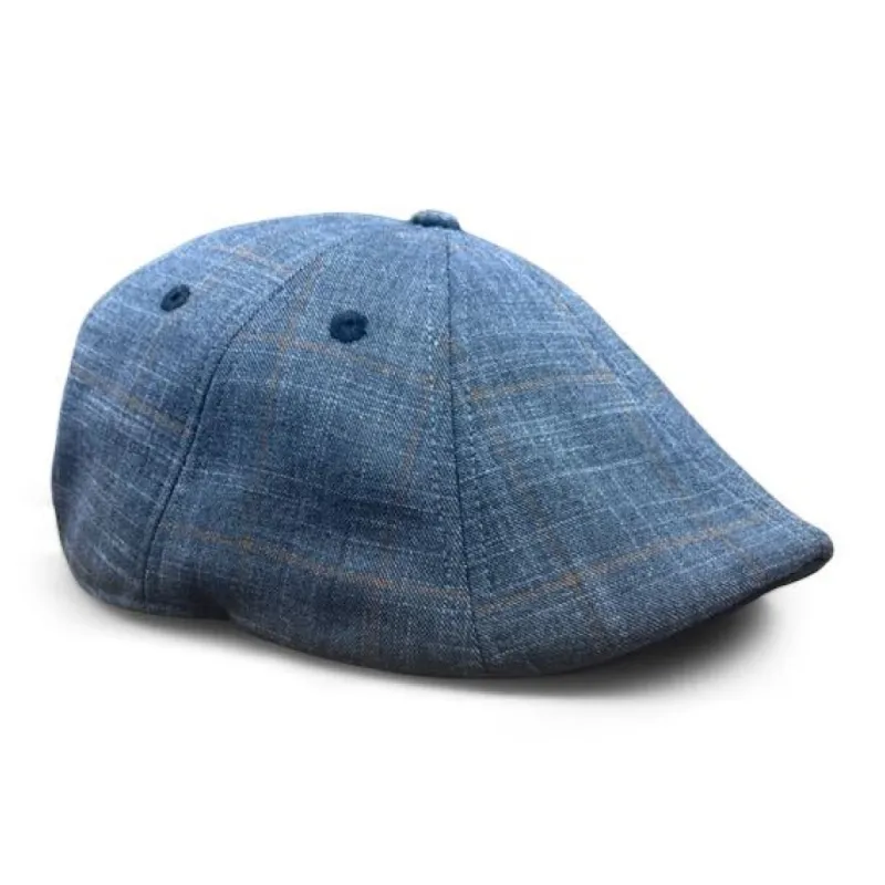 The 8-Panel Plaid Trainer Boston Scally Cap - Charcoal Plaid sold by Boston Scally
