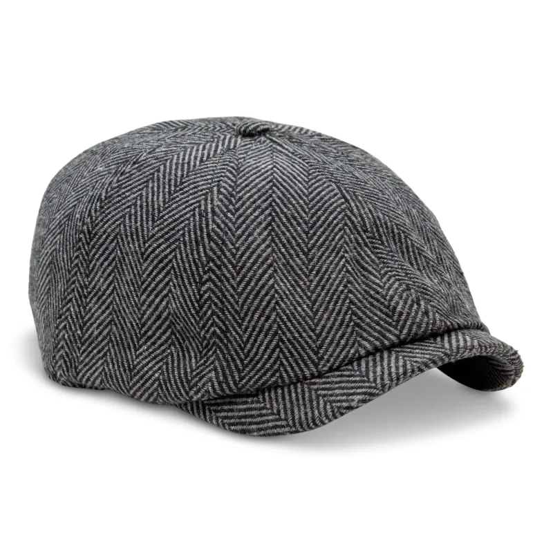 The Baker Boy Boston Scally Cap - Grey Herringbone sold by Boston Scally