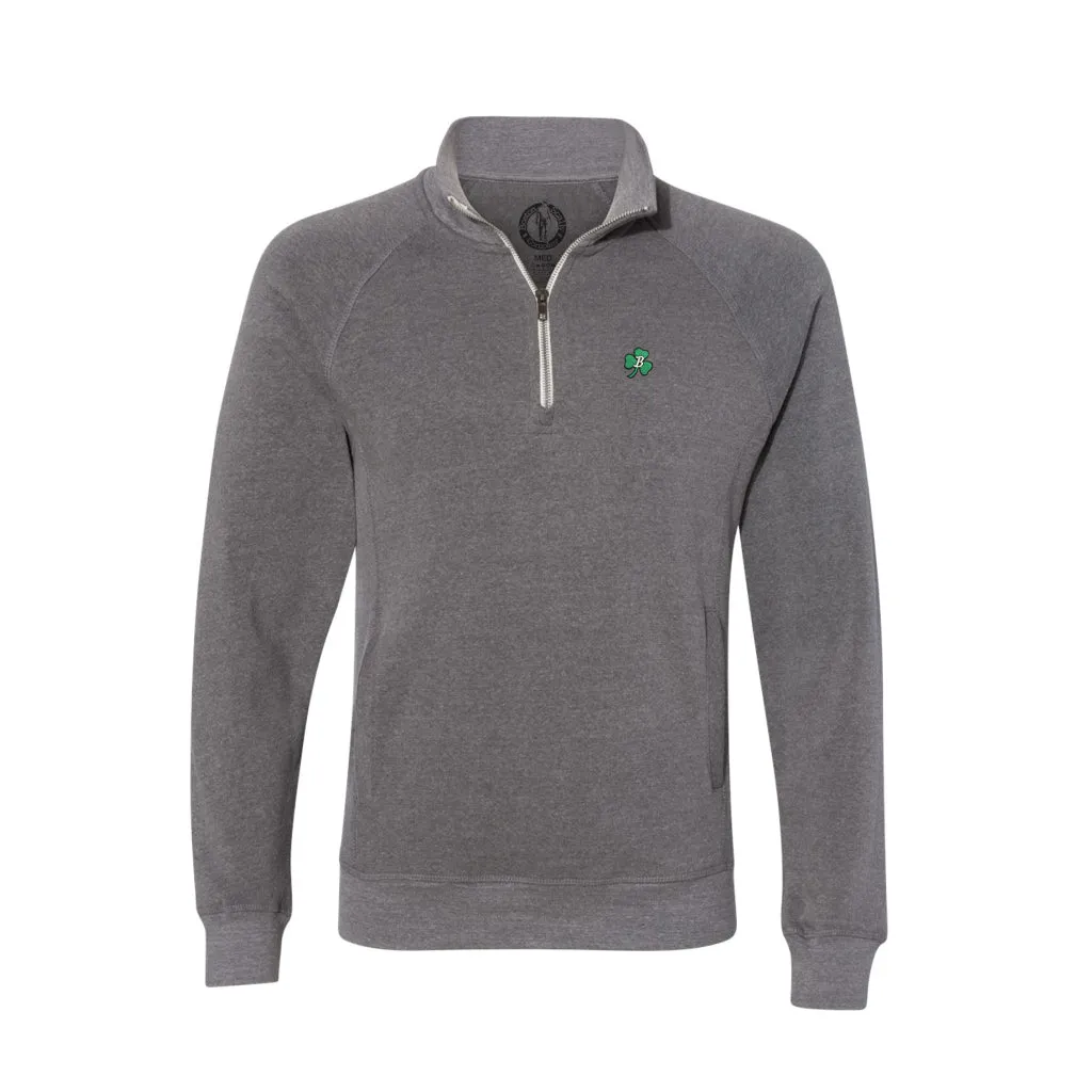 Boston Scally The Shamrock 1/4 Zip-Up Pullover - Smoke Triblend sold by Boston Scally
