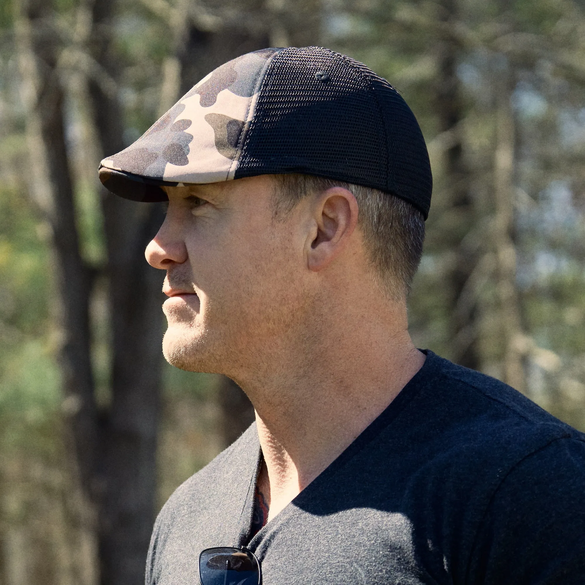 The Mesh Trucker Boston Scally Cap - Camo with Black sold by Boston Scally product image thumbnail 2