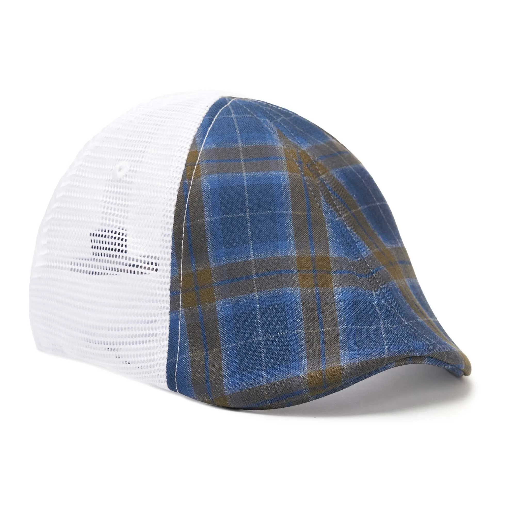 The Mesh Trucker Boston Scally Cap - Plaid with White sold by Boston Scally