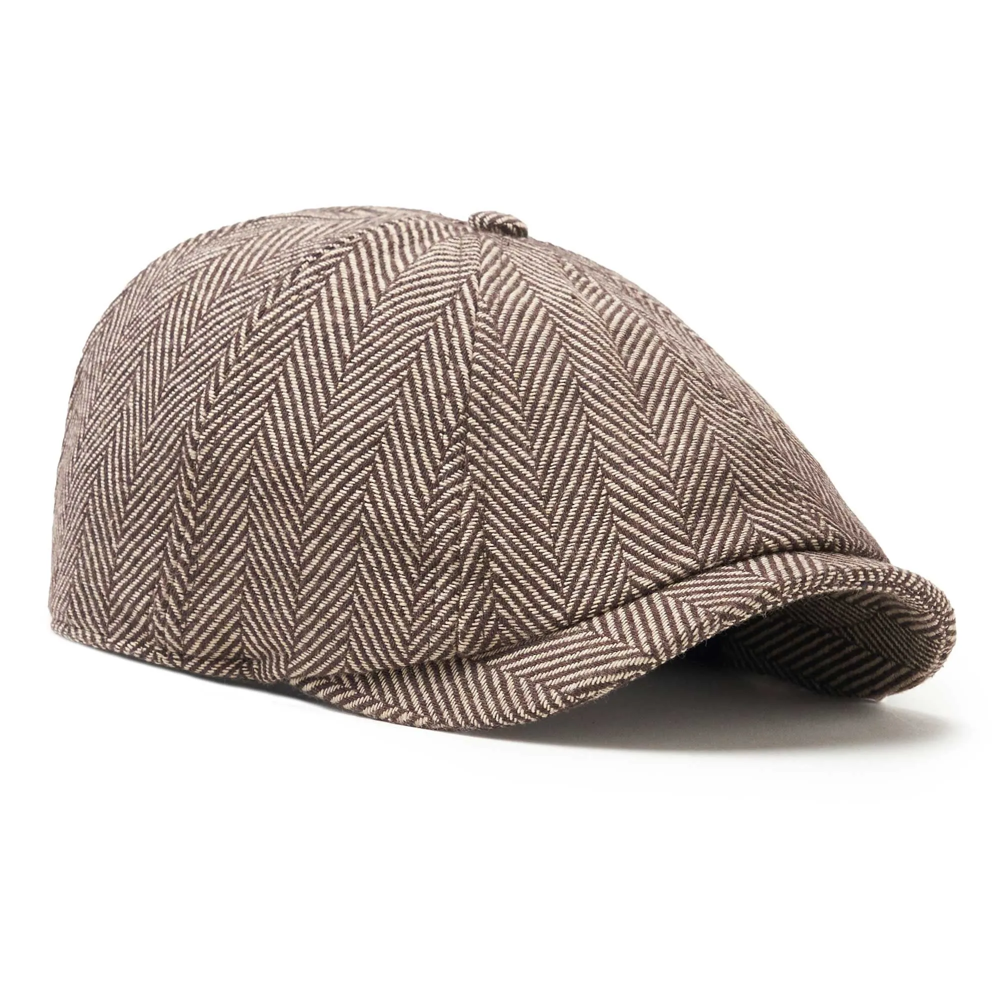 The Baker Boy Boston Scally Cap - Brown Herringbone sold by Boston Scally