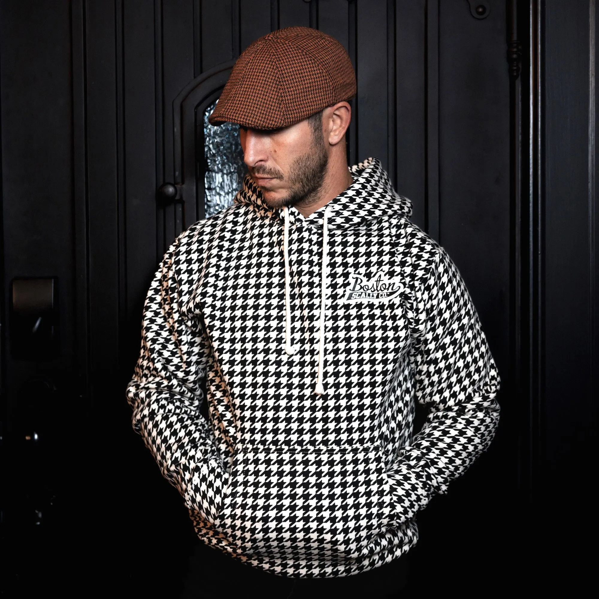 Boston Scally The Halloween Houndstooth Hoodie - Black & Moon sold by Boston Scally product image thumbnail 2