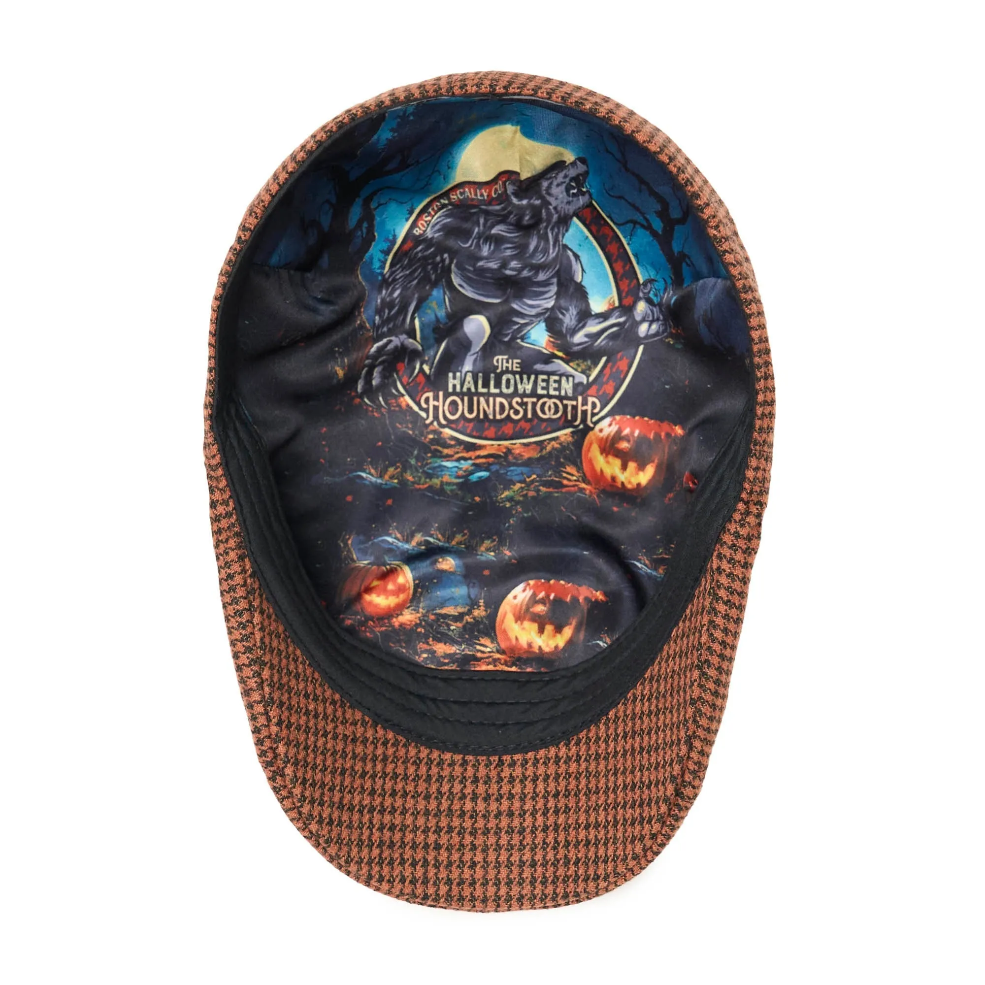The Halloween Houndstooth Boston Scally Cap - Orange & Black sold by Boston Scally product image thumbnail 3