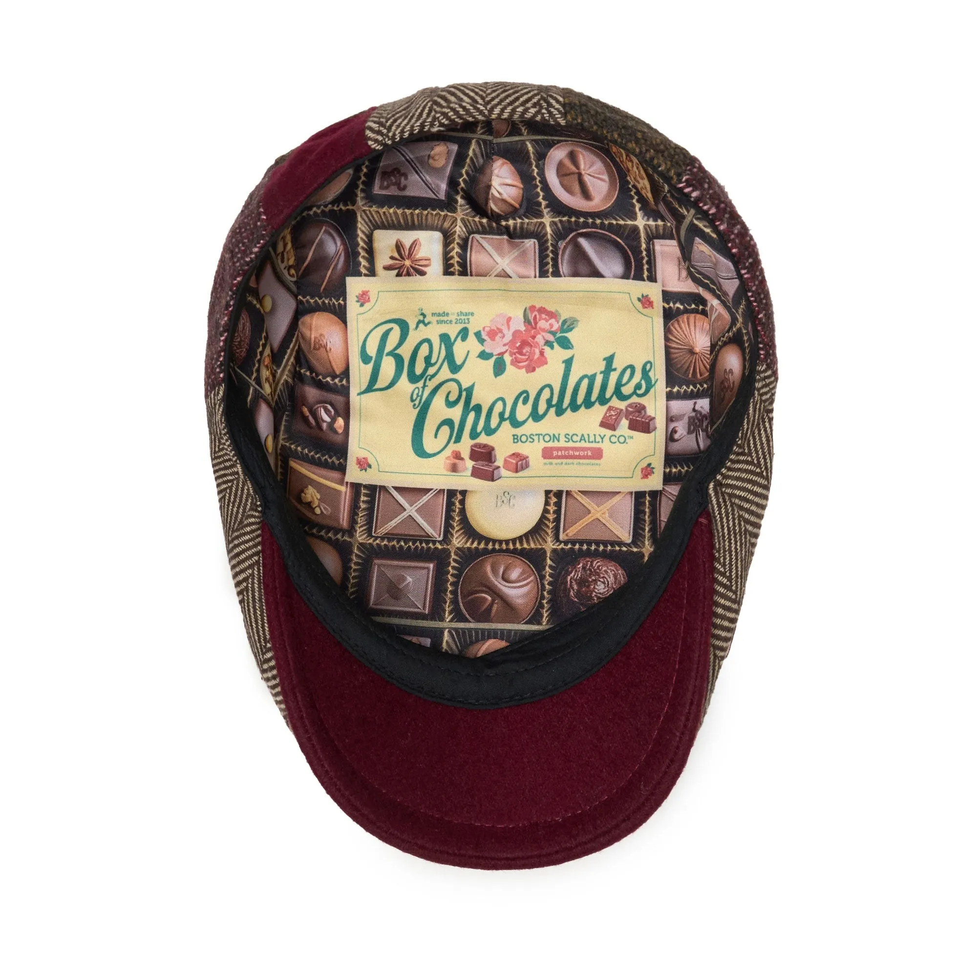 The Box Of Chocolates Boston Scally Cap - Valentine Patchwork sold by Boston Scally product image thumbnail 2
