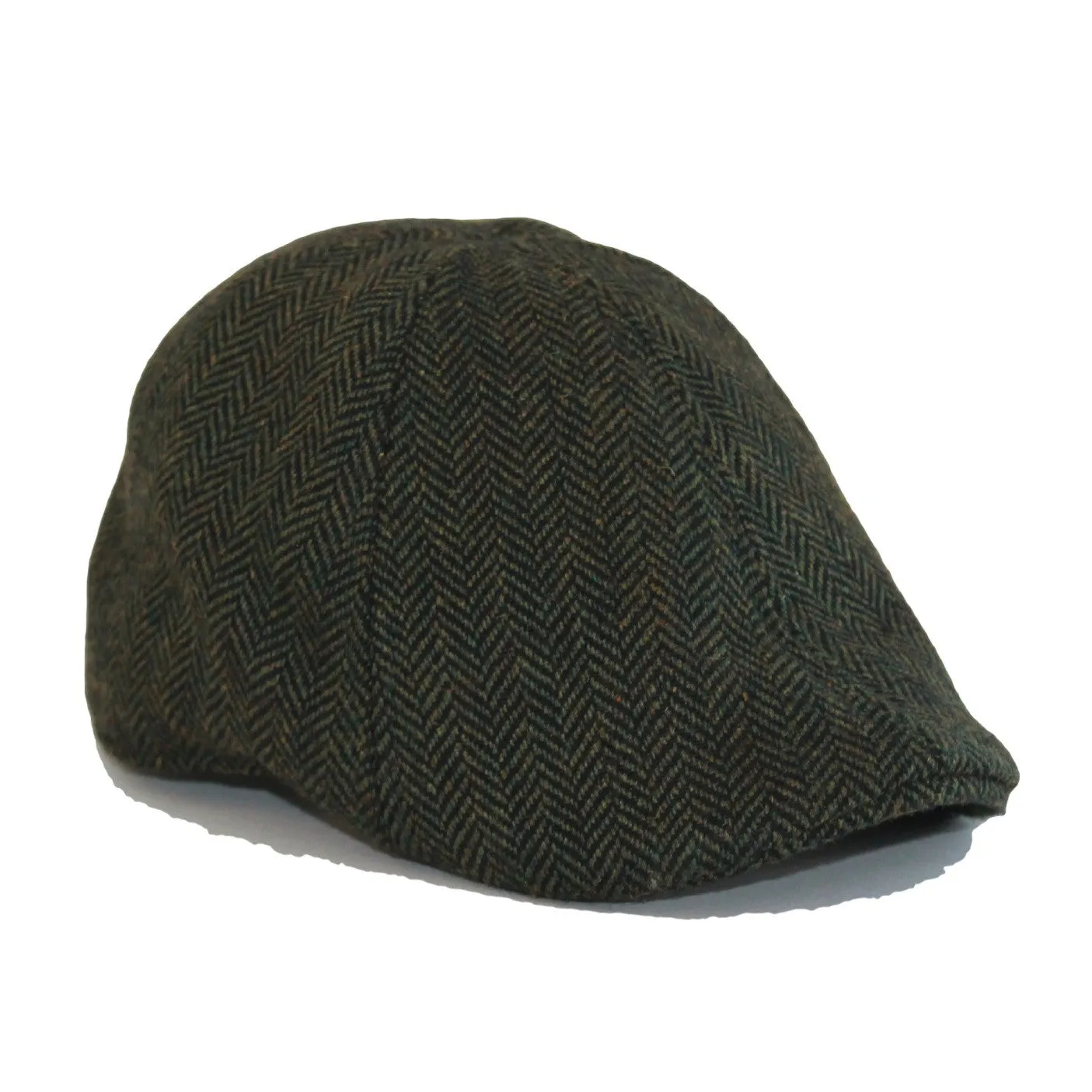 The Donnybrook Boston Scally Cap - Dark Olive Green Herringbone sold by Boston Scally