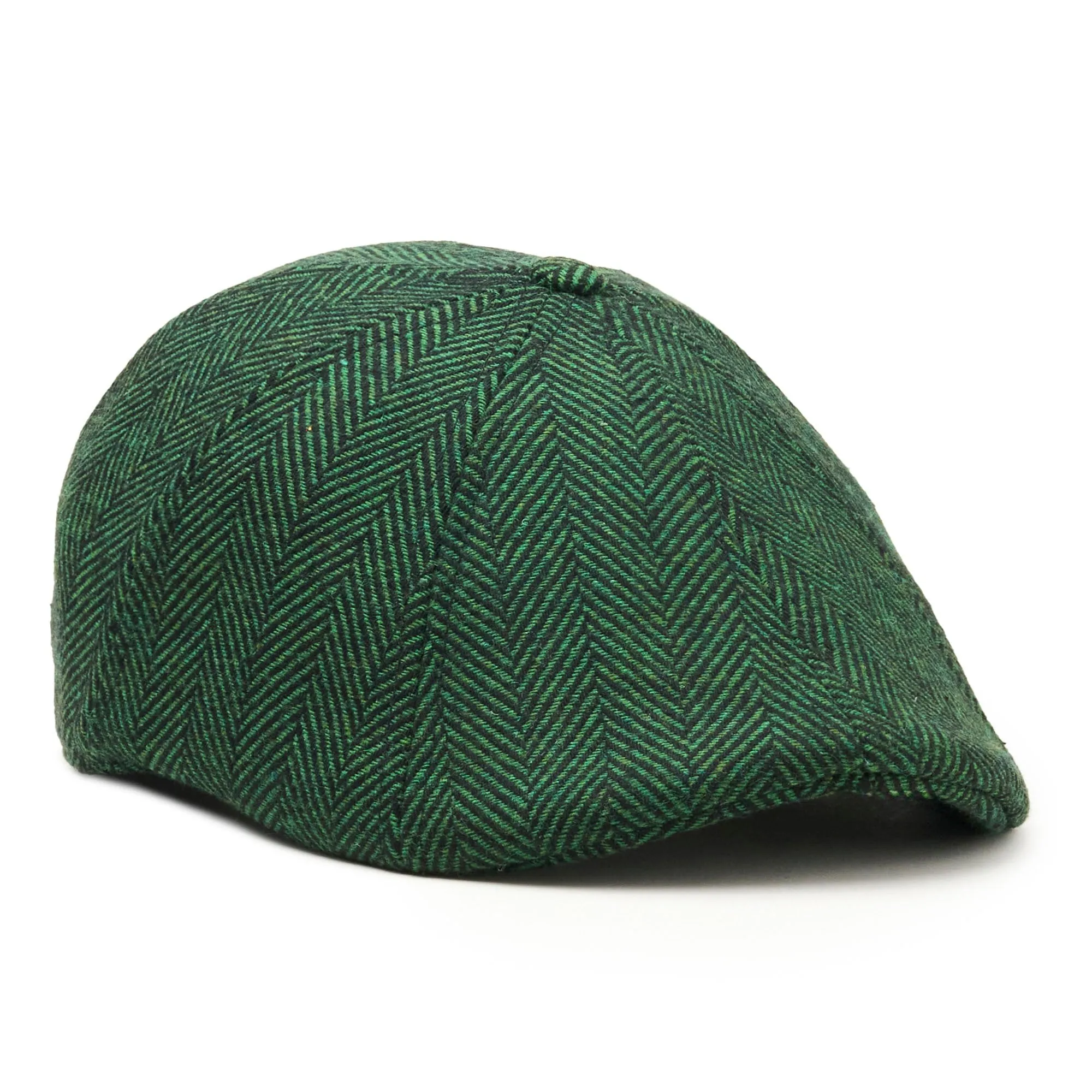 The 8 Panel Irish Boston Scally Cap - Green Herringbone sold by Boston Scally