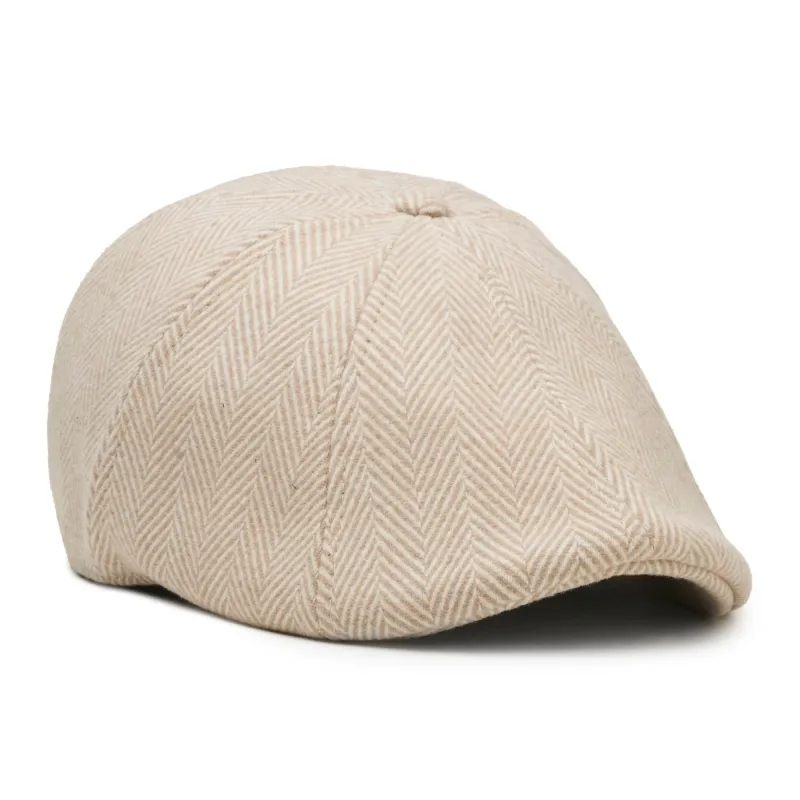 The 8 Panel Irish Boston Scally Cap - White Herringbone sold by Boston Scally