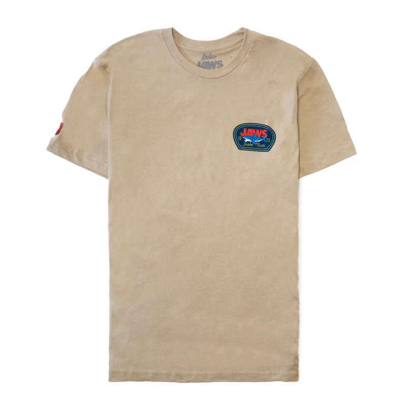 Boston Scally Jaws Shark Tours Tee T-Shirt - Sand made by Boston Scally