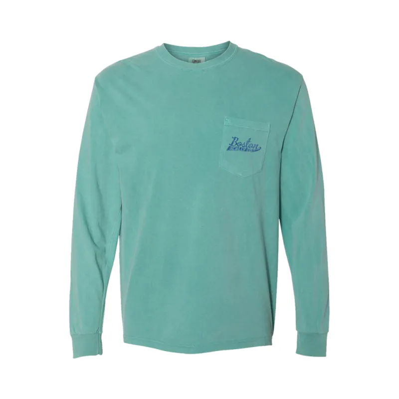 Boston Scally The Easter Rose Long Sleeve Pocket Tee T-Shirt - Seafoam Green made by Boston Scally