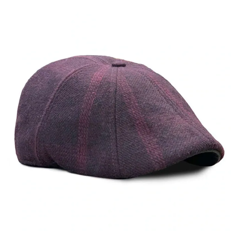 The Blood Rose Peaky Boston Scally Cap - Maroon Plaid sold by Boston Scally