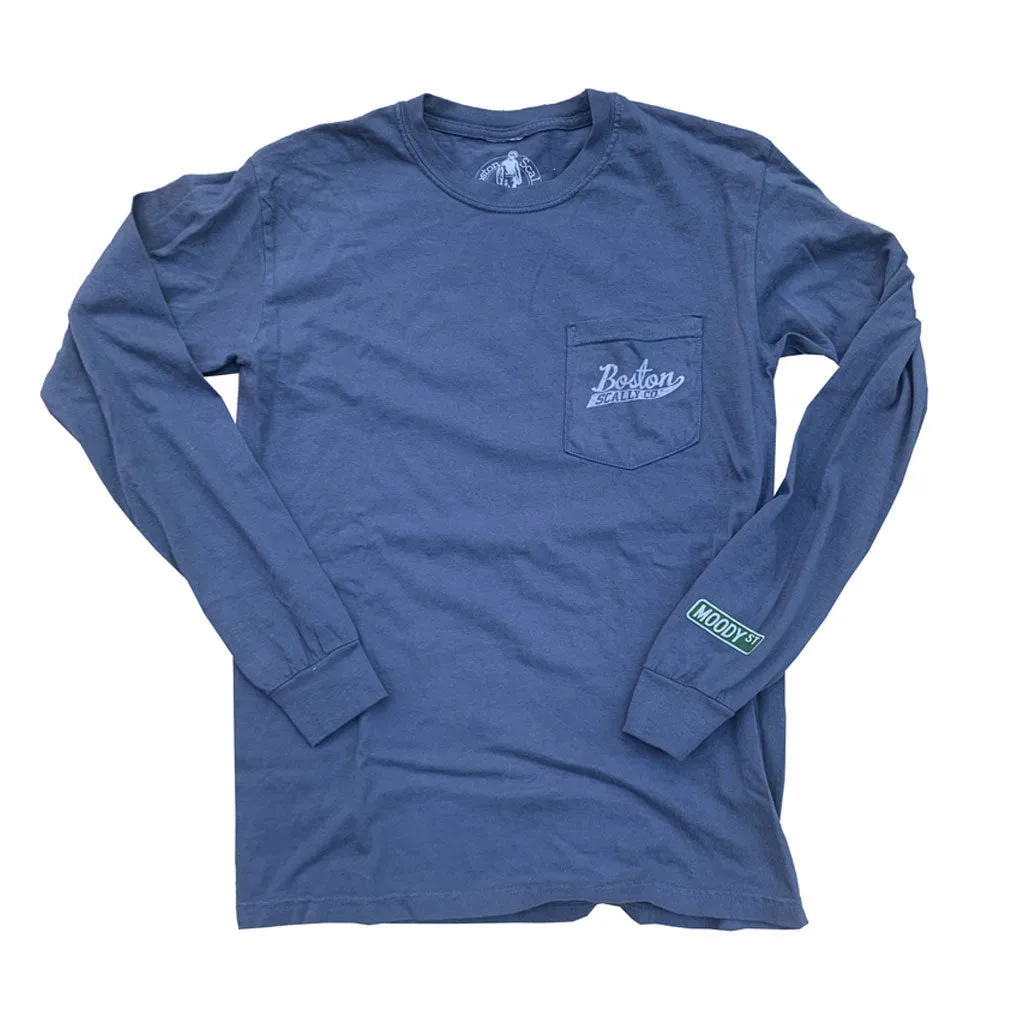 Boston Scally The Shoppers Cafe Long Sleeve Pocket-Tee - Vintage Navy sold by Boston Scally