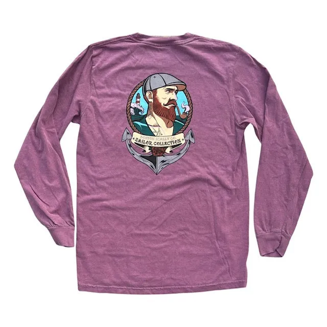 Boston Scally The Sailor Long Sleeve Pocket Tee T-Shirt - Plum sold by Boston Scally product image thumbnail 2