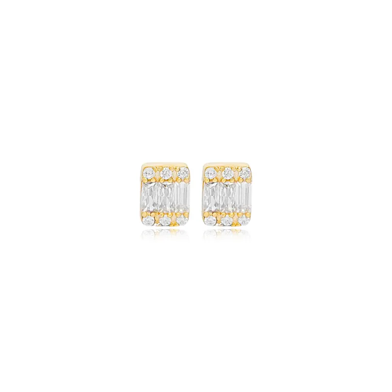 Mini Baguette Studs sold by Mazin Jewels