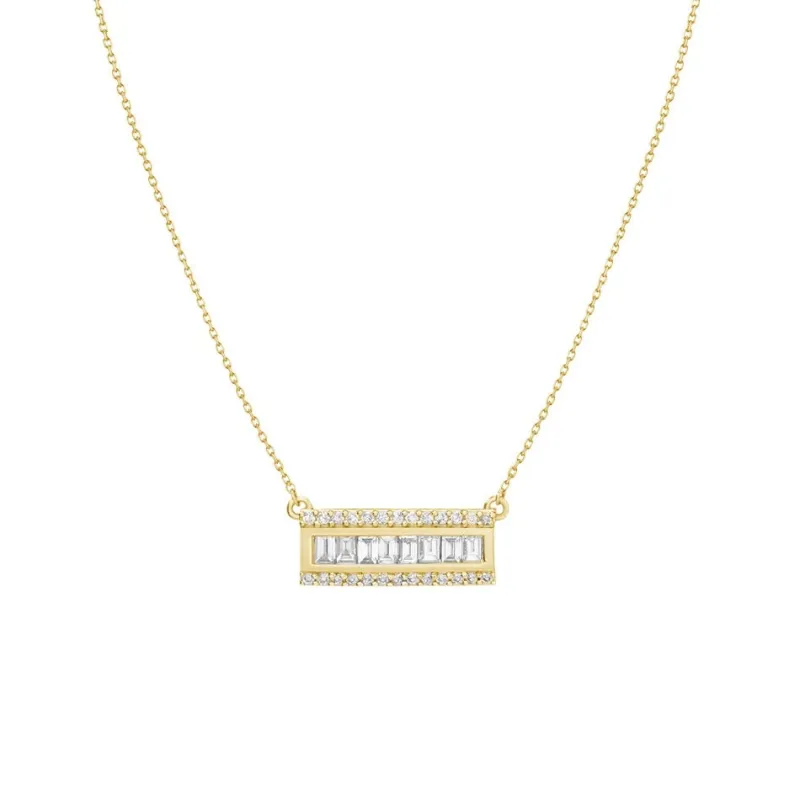Baguette Bar Necklace sold by Mazin Jewels