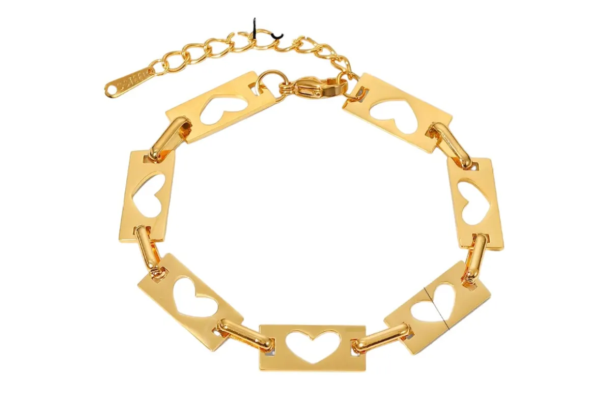 Heart Cutout Chain Bracelet sold by Mazin Jewels
