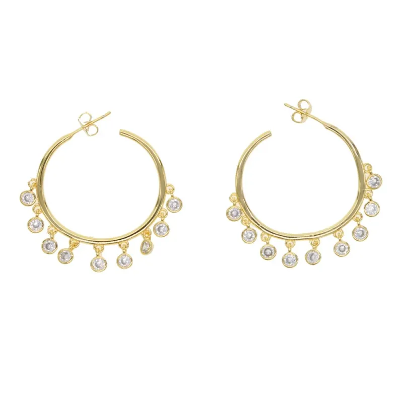 Round Bezel Hoop Earrings sold by Mazin Jewels