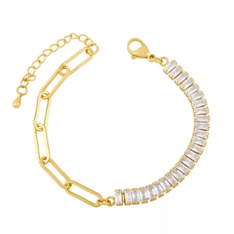Baguette Chain Bracelet sold by Mazin Jewels