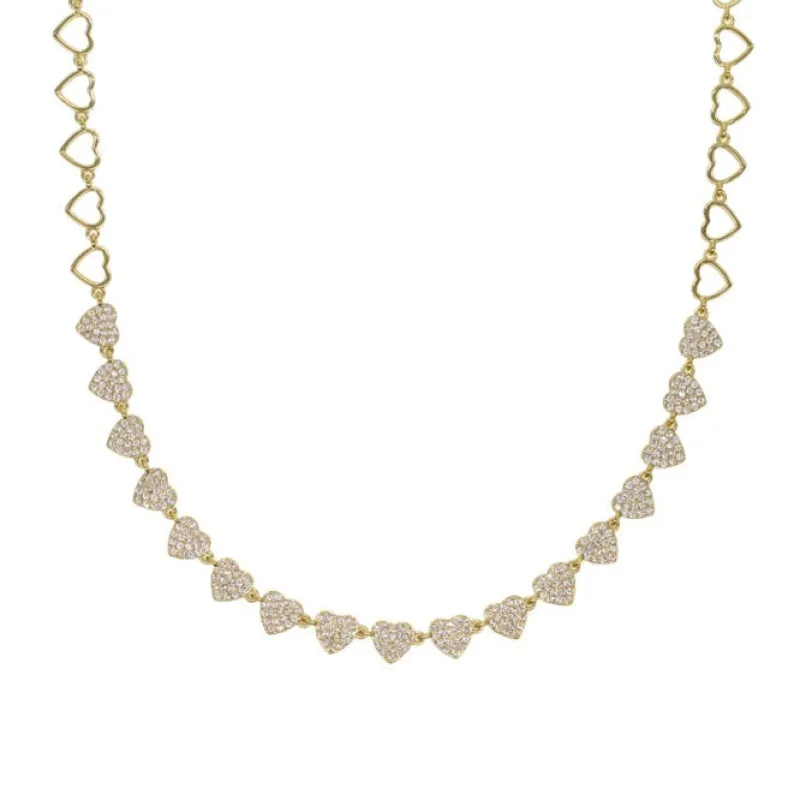 Pave Heart Charm Necklace sold by Mazin Jewels