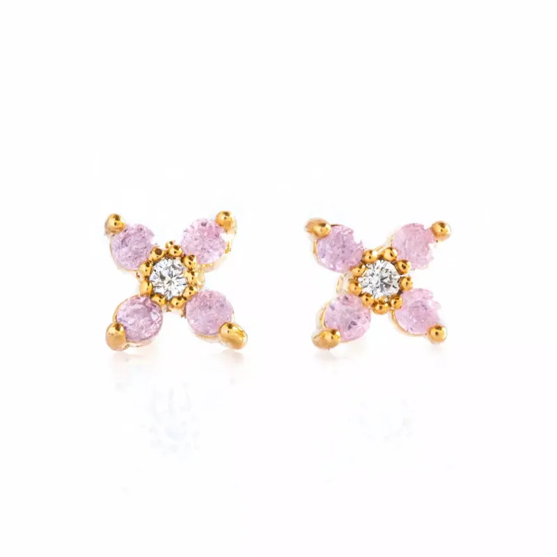 Blush Micro Pave Mini Studs sold by Mazin Jewels