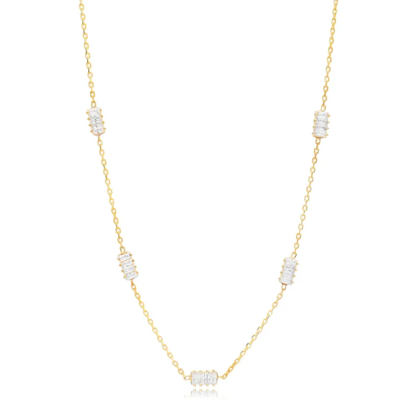 Baguette Station Necklace made by Mazin Jewels