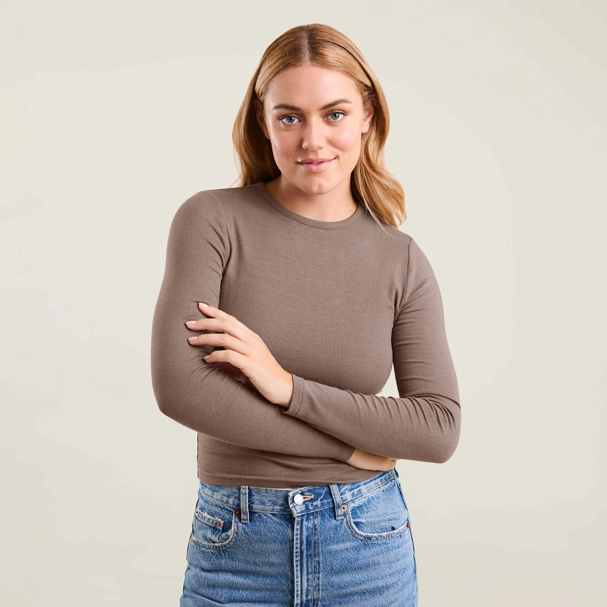 Slinky Rib Long Sleeve Shirt | Mocha sold by nuuds product image thumbnail 5