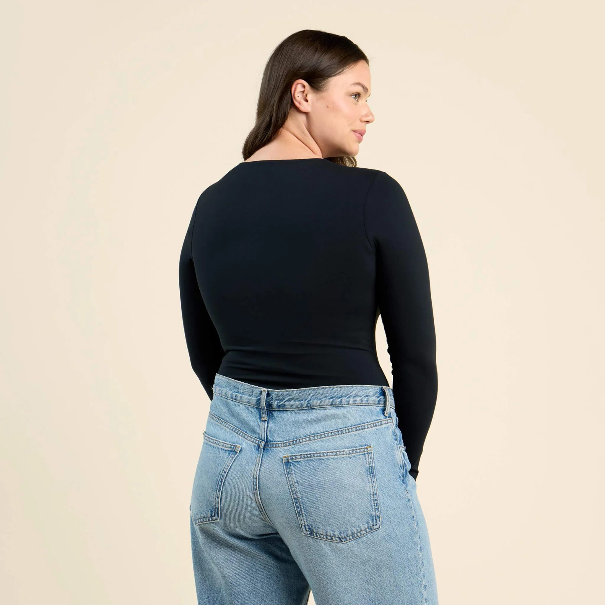 Long Sleeve Crewneck Bodysuit | Black sold by nuuds product image thumbnail 4