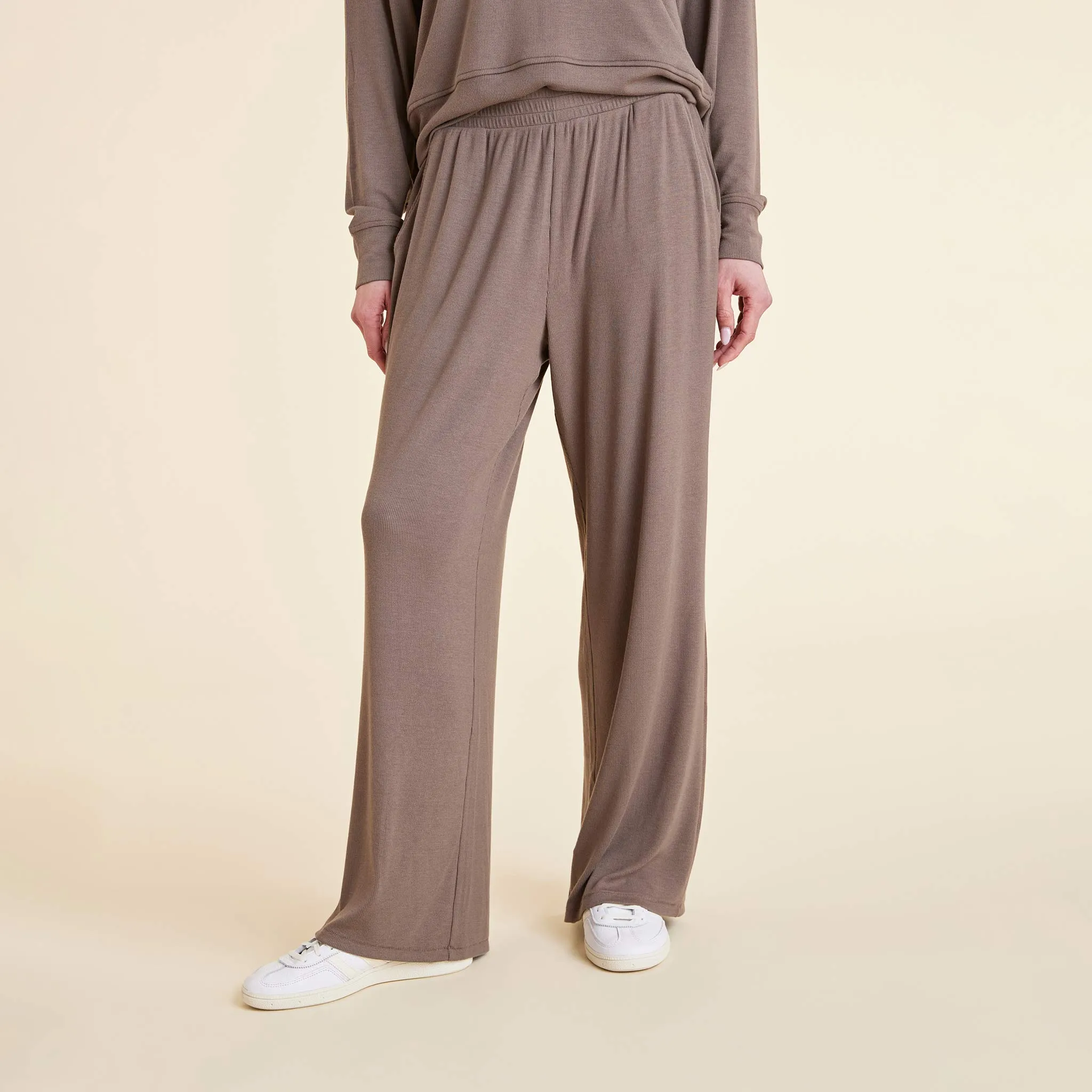 Slinky Rib Wide Leg Pant | Mocha sold by nuuds